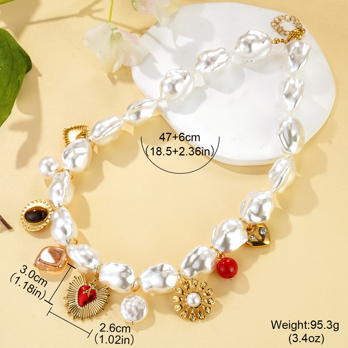 Cross-border vacation style Marine life pearl pendant jewelry, stainless steel heart multi-element bracelet necklace wholesale pic 23