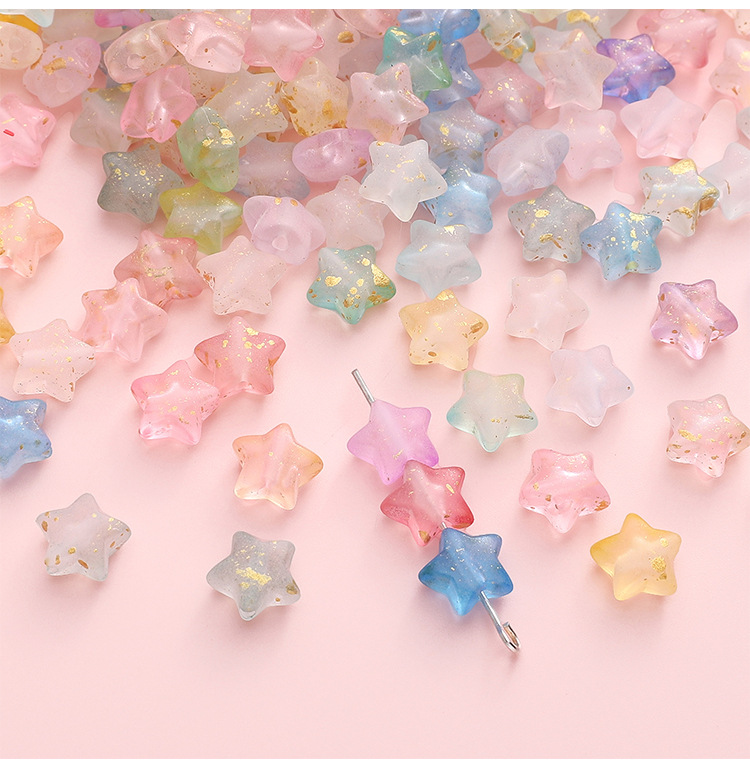 磨砂点金小星星亚克力五角星串珠diy手工配件串珠手链饰品材料详情6