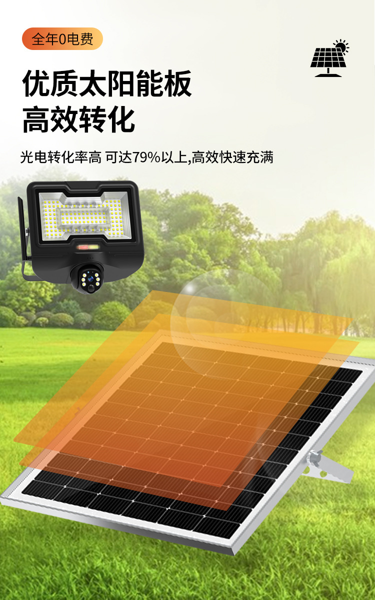 高清太阳能监控摄像头庭院户外照明太阳能投光灯厂家批发详情3