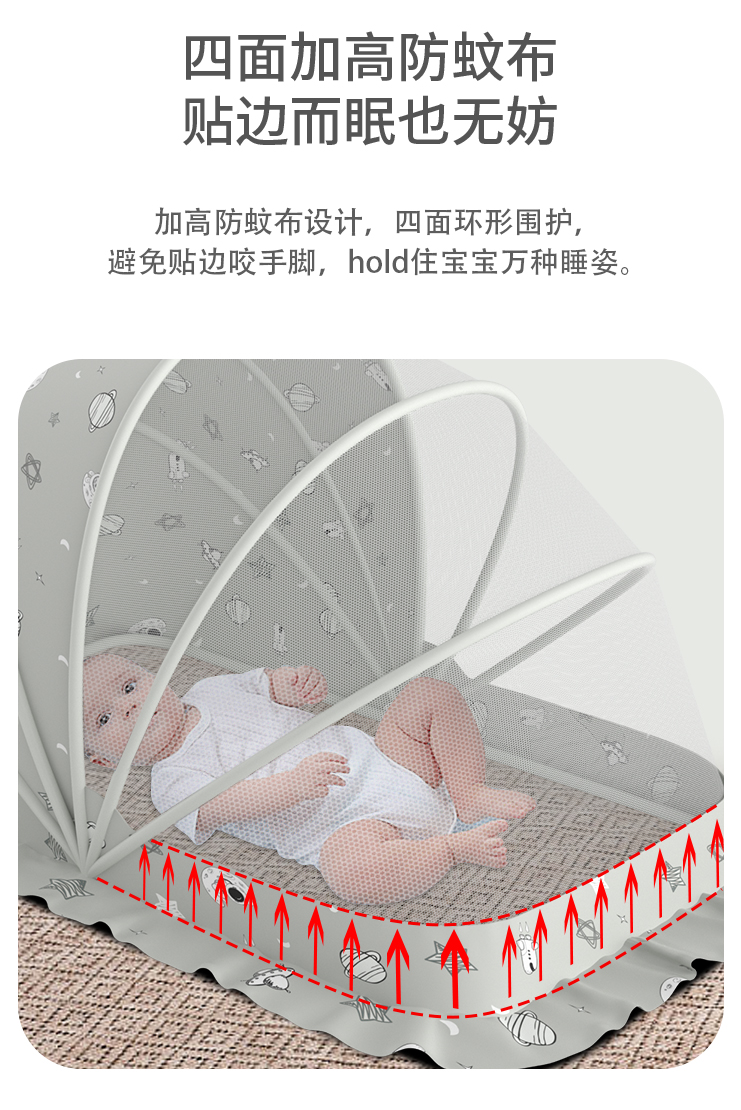 婴儿蚊帐罩宝宝小床蒙古包全罩式防蚊罩幼儿童可折叠通用无底蚊帐详情12