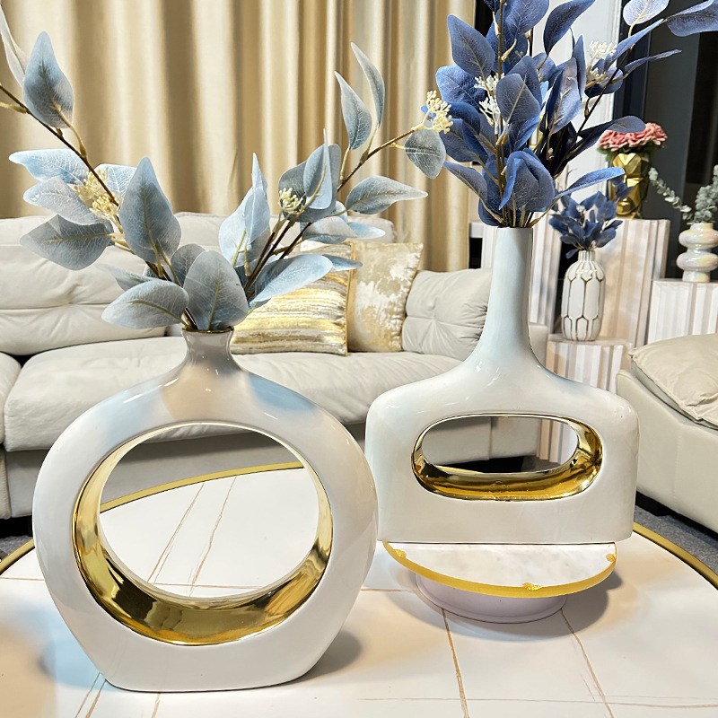 In 2025, modern light luxury high-end ceramic vases, living room home TV cabinets, entrance hall ornaments, coffee tables, model room decorations pic 1
