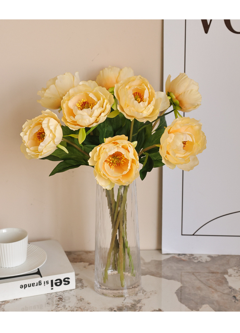 单枝国风富贵牡丹芍药仿真花家居软装婚礼布景办公文化园艺装饰品详情19