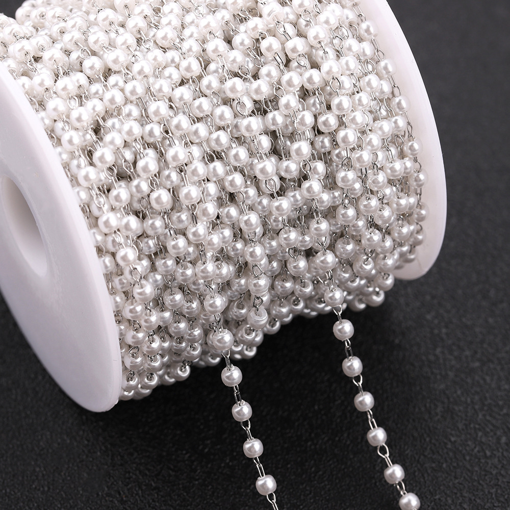 Color-preserving titanium steel pearl chain, imitation pearl chain, diy necklace, bracelet, handicraft, decorative chain, luggage, hair accessory chain pic 8