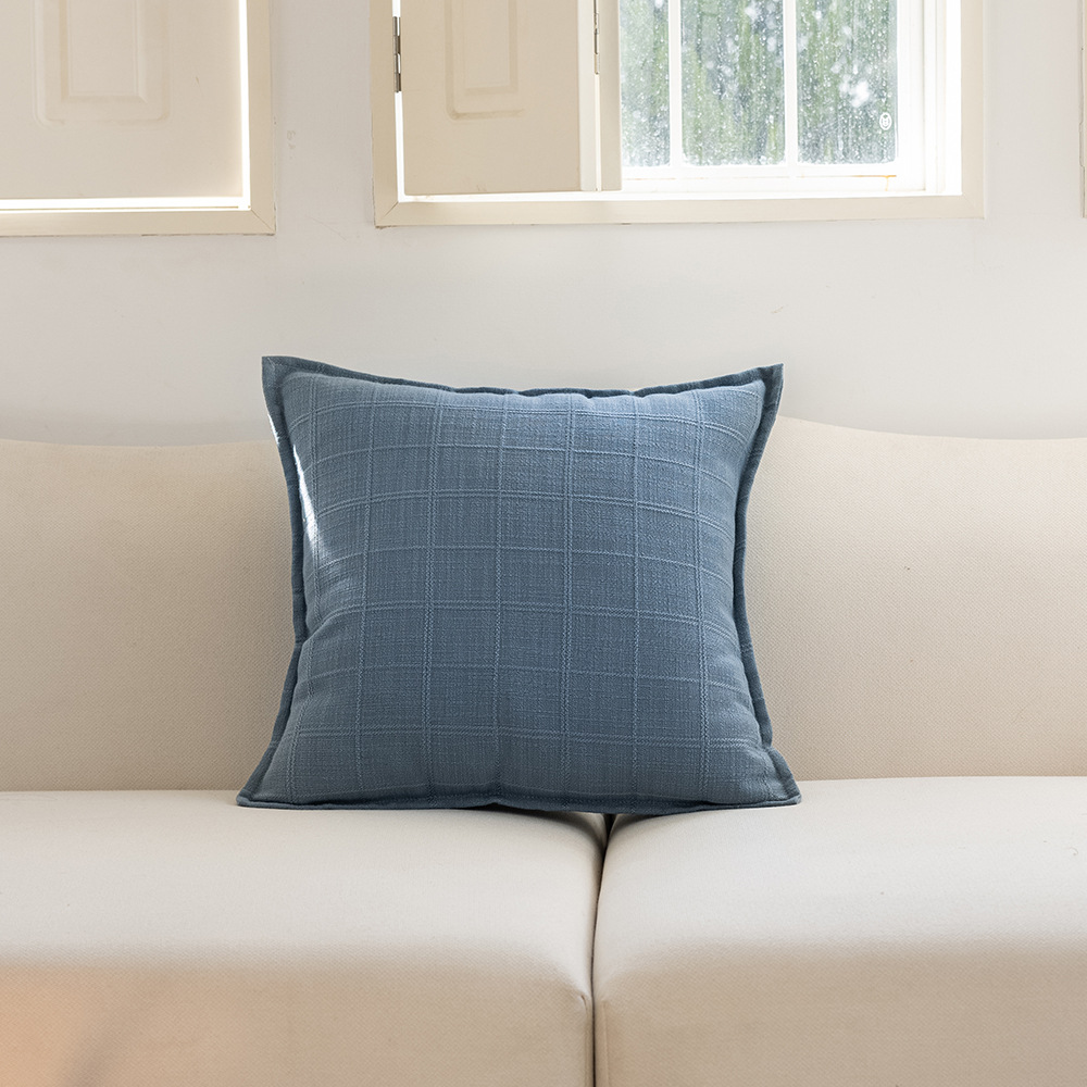 Cross-border minimalist style autumn and winter solid color polyester double-sided jacquard checkered home cushion Headboard sofa pillowcase pic 31