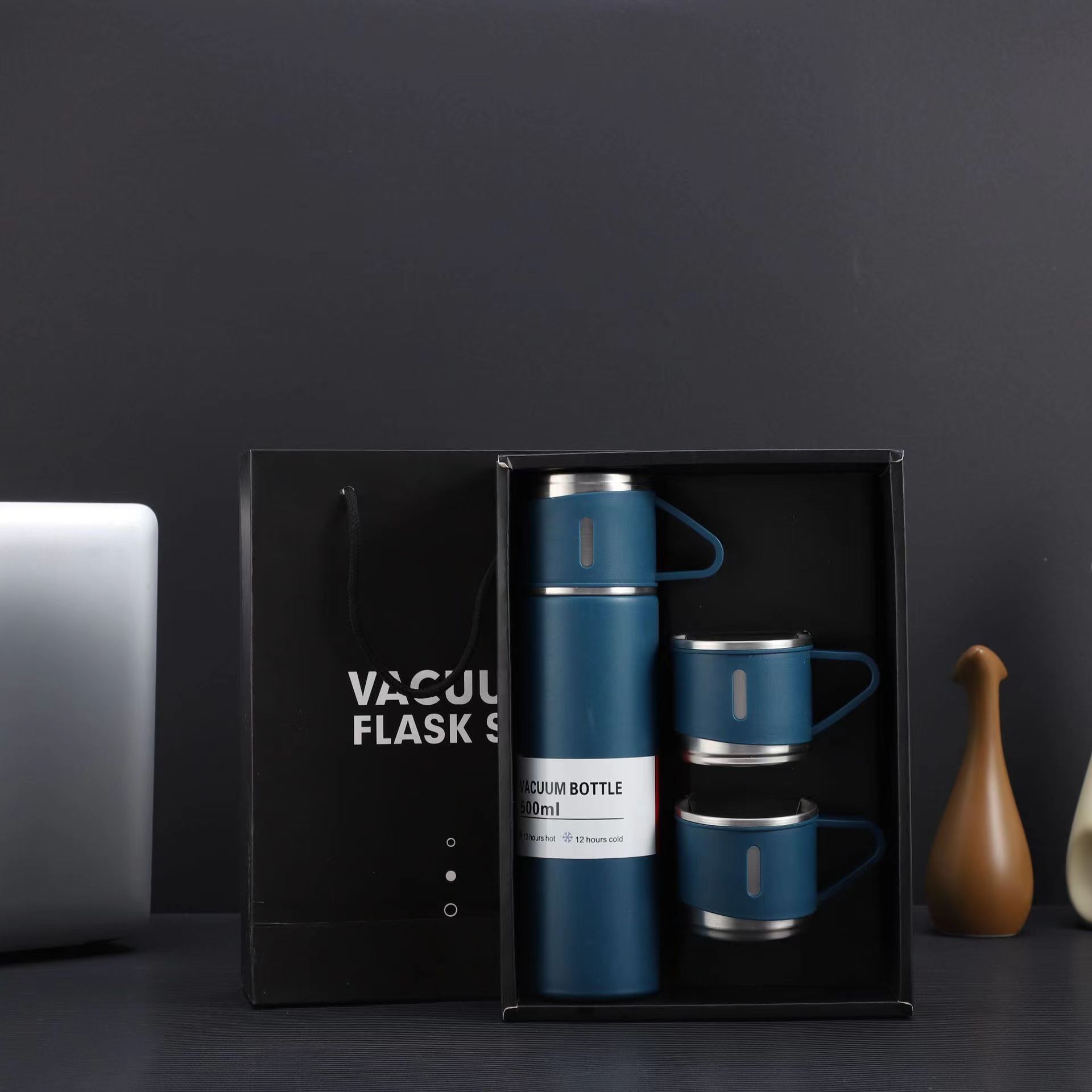 商务杯304不锈钢保温杯套装便携直杯一杯三盖水杯高档礼盒套装详情4