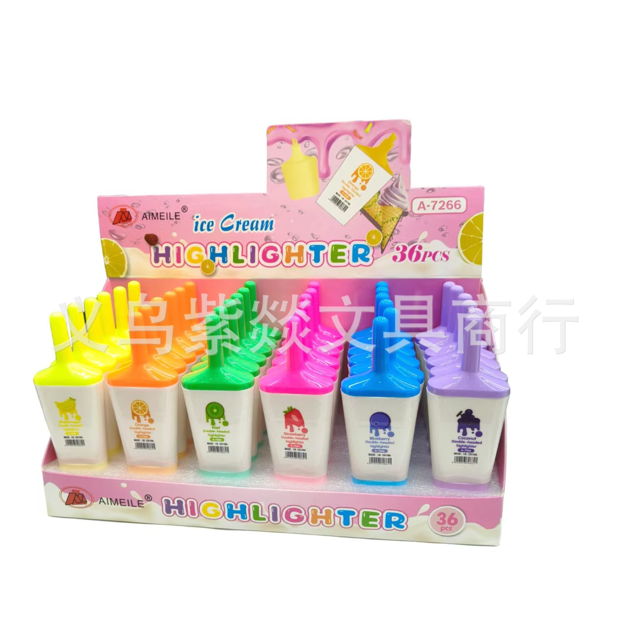 7266拼接双色棒冰荧光笔批发可拼接桌面摆件可爱创意笔记做手账笔详情6
