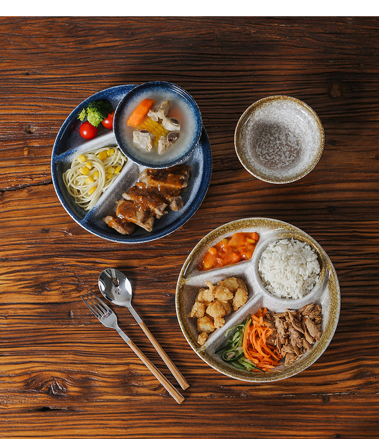 日式分格减脂餐盘分餐盘家用早餐分隔陶瓷儿童定量分食一人食餐具详情11
