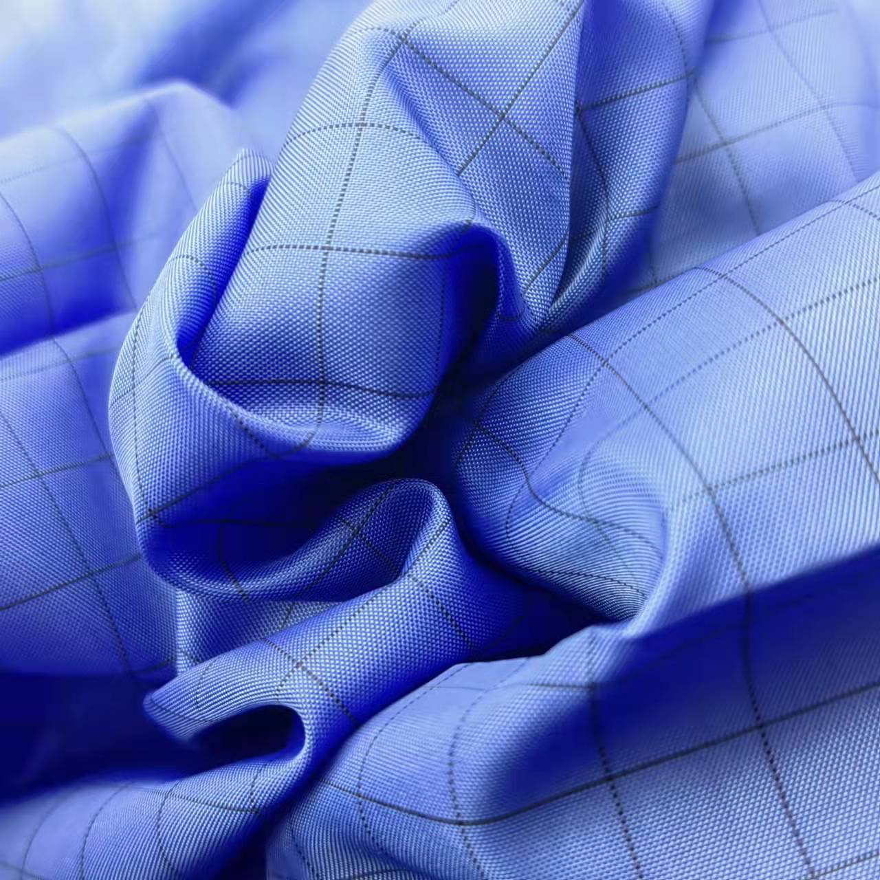 现货210涤塔夫网格防静电面料1.0cm服装内里涤塔夫平纹导电布详情2