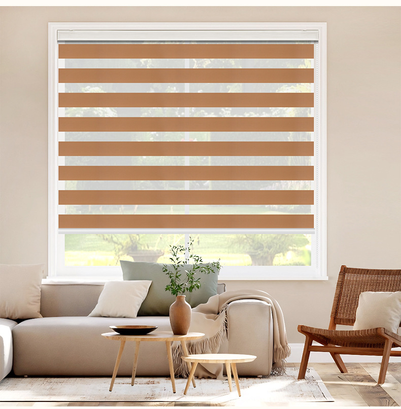 现货免打孔斑马帘外贸窗帘成品柔纱帘升降卷帘遮阳百叶窗帘定制详情15