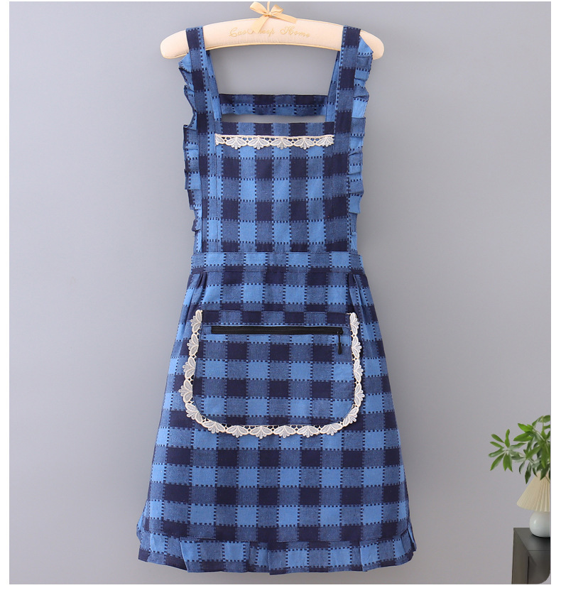 【 Chi Jia 】 Stylish lace-trimmed apron for home cooking, double-layer lining, stain-resistant and dirt-resistant work clothes pic 14