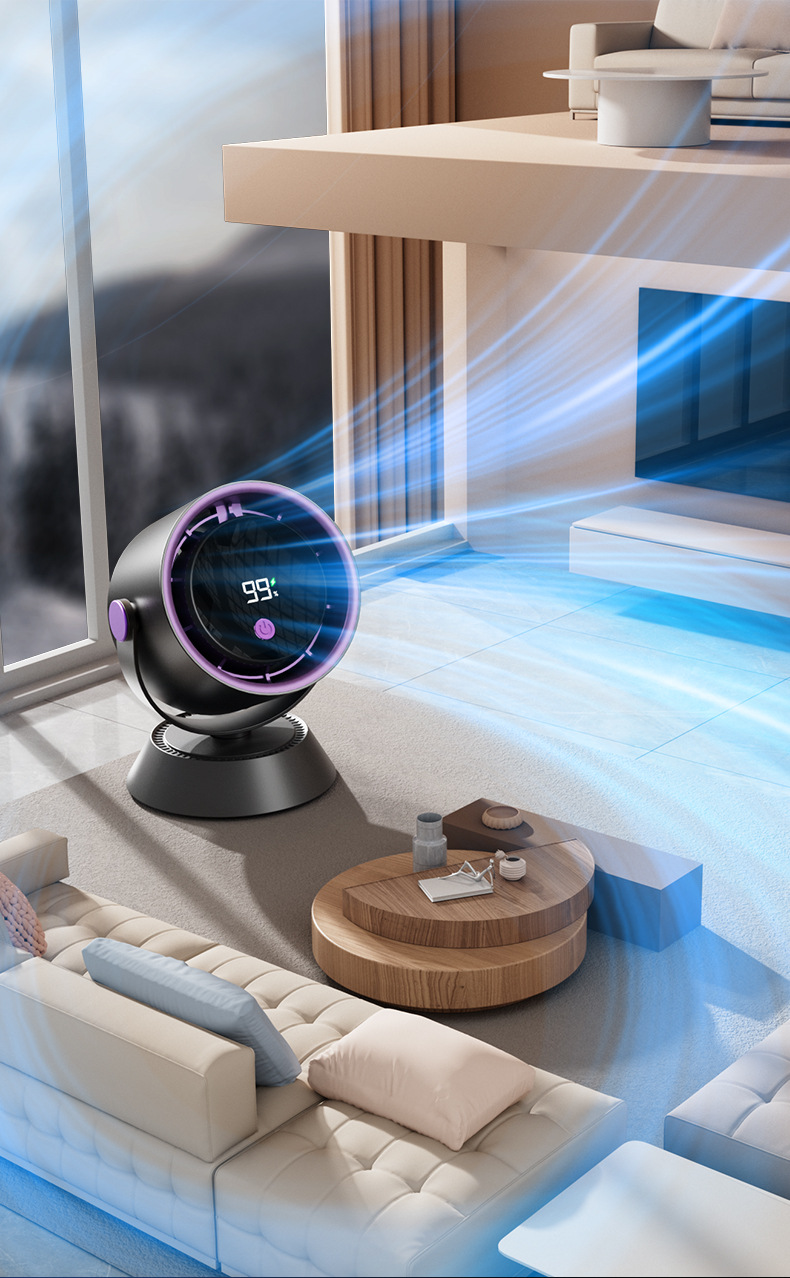 跨境爆款100档新款桌面风扇充电高速台式吊挂扇空气循环家用风扇详情7