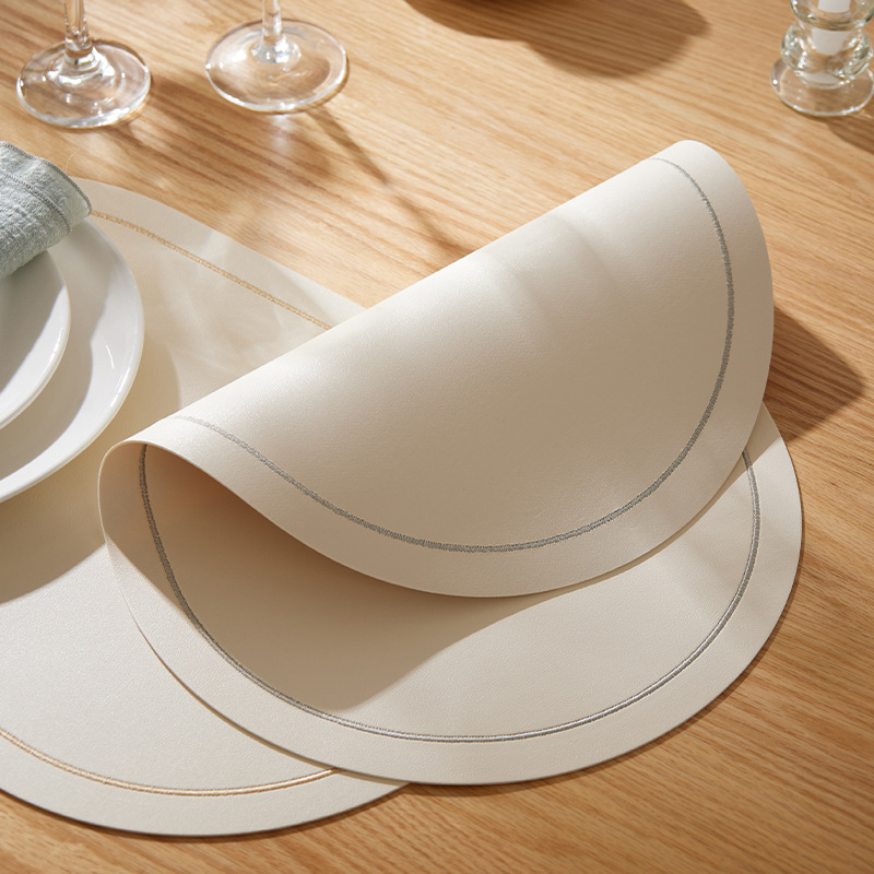 Elliptical Napa pattern leather placemats are waterproof, oil-proof and heat-insulating. They are suitable for hotels, restaurants and home use as light luxury table MATS pic 3