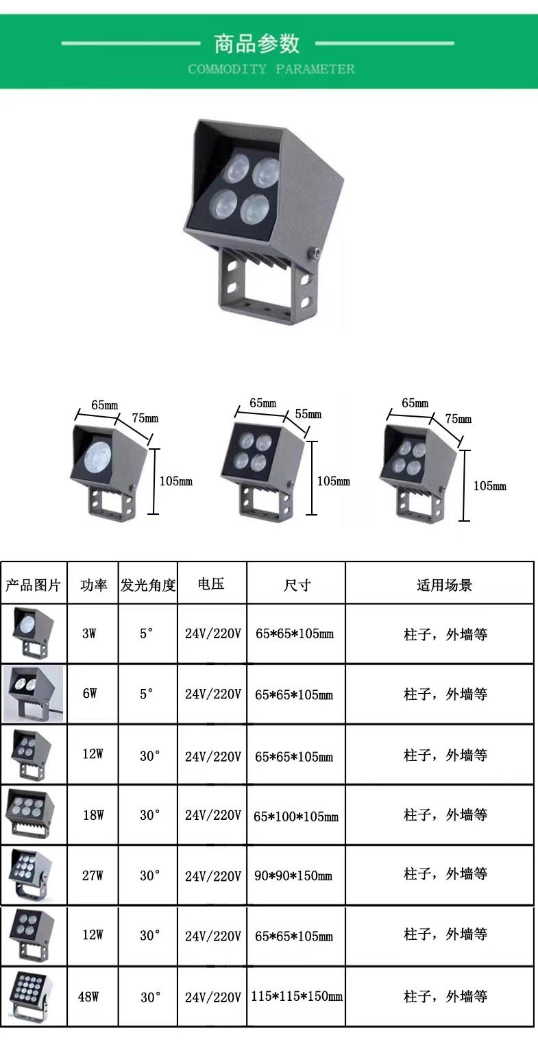 LED方形投光灯插地照树灯户外亮化光束灯建筑工程景观防水投射灯详情4