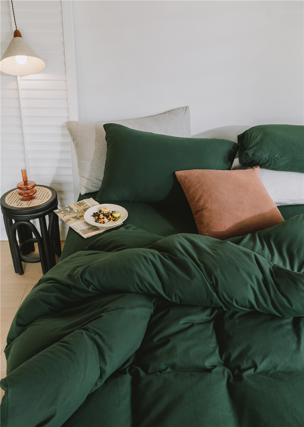 ins Japanese-style solid color all-cotton knitted cotton four-piece set, skin-friendly nude sleeping plain double-layer Indian cotton bed sheet pic 11