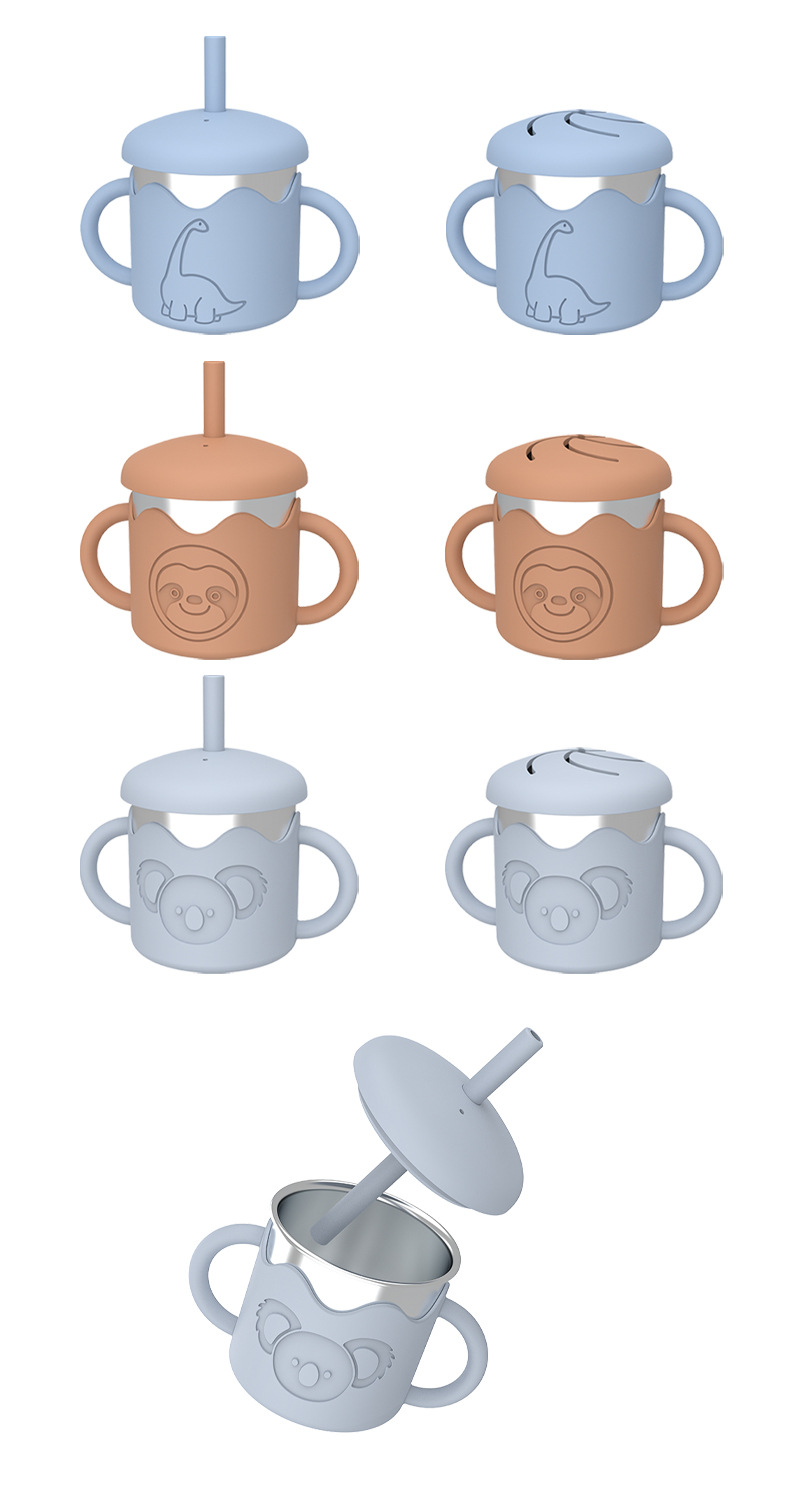 宝宝水杯食品级硅胶套不锈钢304双把手双层隔热吸管儿童水杯可拆洗详情8