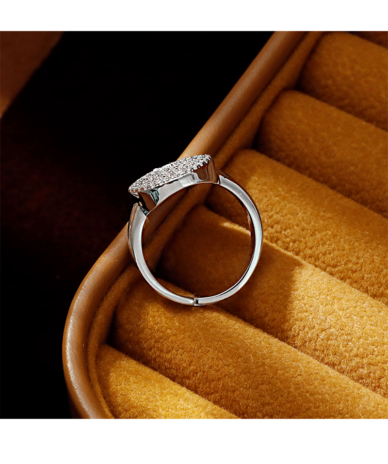 Hyacinth moda europea y americana exquisita incrustada con anillos de disco de diamante para mujeres diseño de nicho temperamento versátil redondo de alta calidad anillo de sentido pic 4