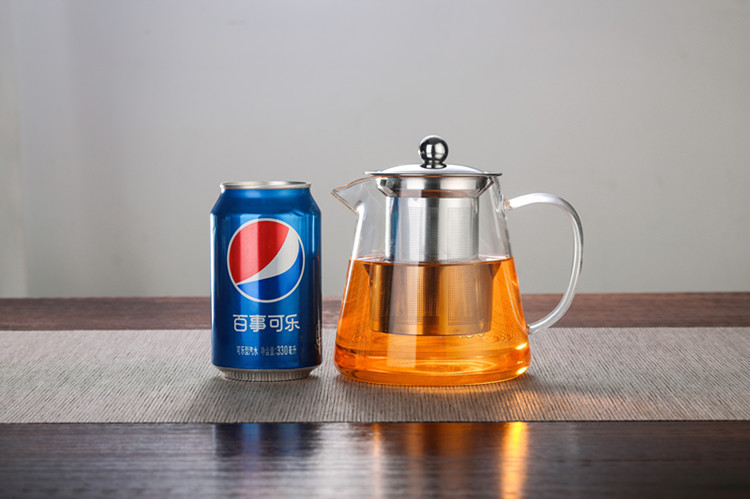 厂家批发高硼硅耐热玻璃茶壶透明功夫茶具泡茶壶不锈钢过滤花茶壶详情14
