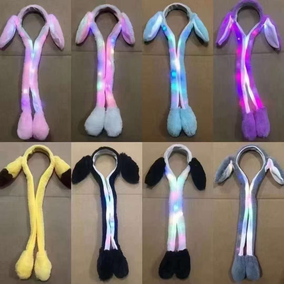 抖音网红学生卡通兔耳朵耳套冬季保暖厚毛绒韩版气囊耳朵会动耳罩详情8