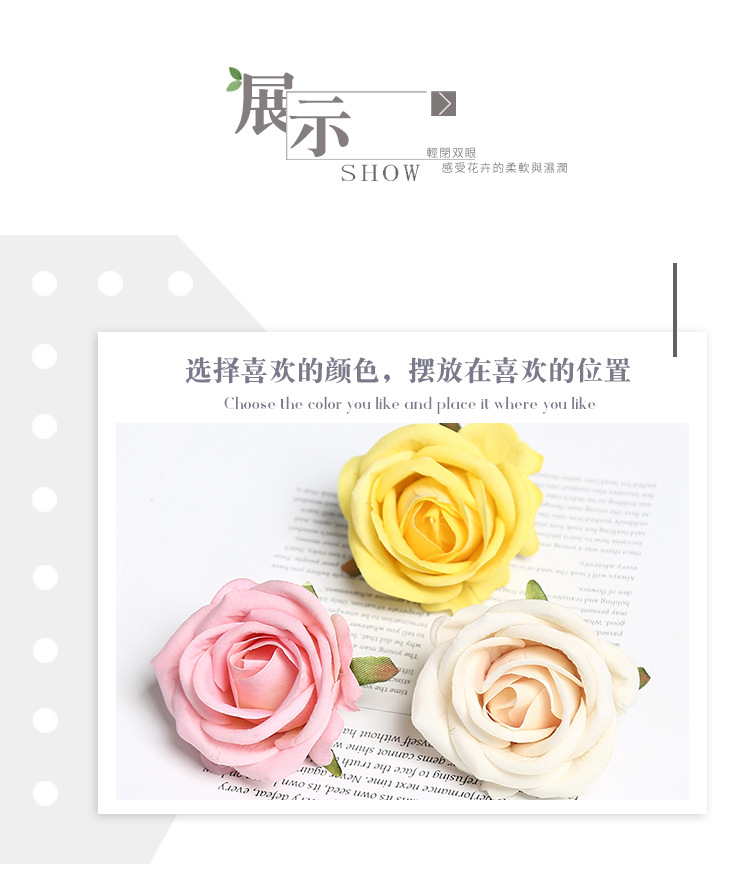 7cm绒布玫瑰花头婚庆花瀑布工程装饰花酒店花墙拱门插花外贸跨境详情4
