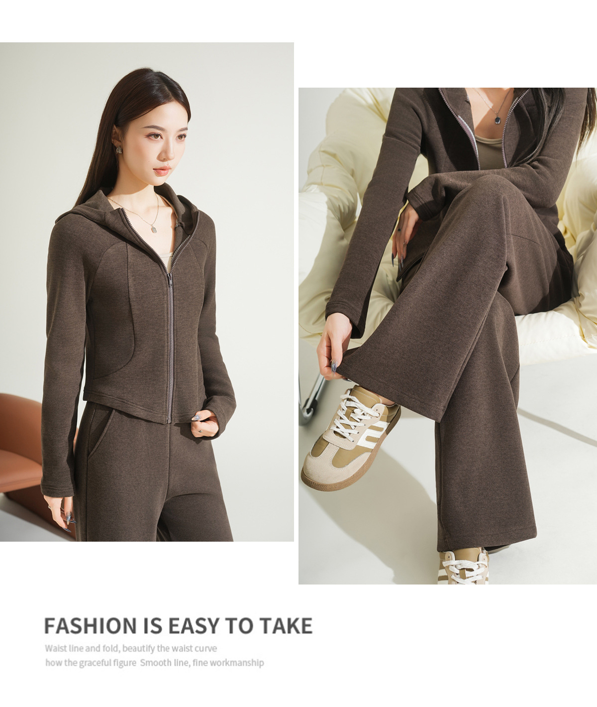 Cashmere and silk sports sweatshirt set for women, winter thickened with fleece and hooded casual set for women, windproof and warm for autumn and winter pic 25