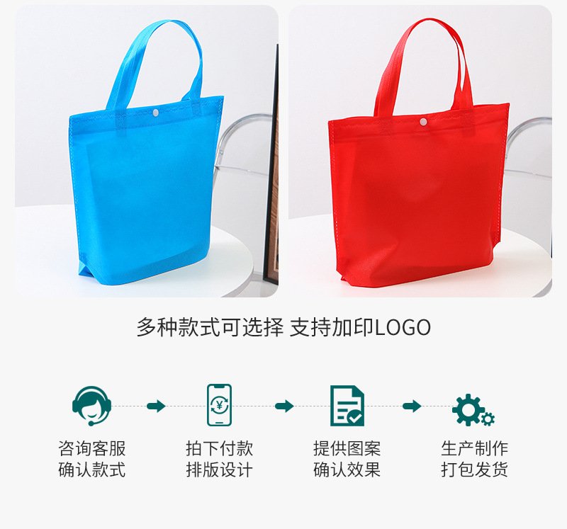 Customized non-woven fabric bags with concealed buttons, eco-friendly clothing shopping bags, thickened non-woven fabric handbags, and logo printing pic 4