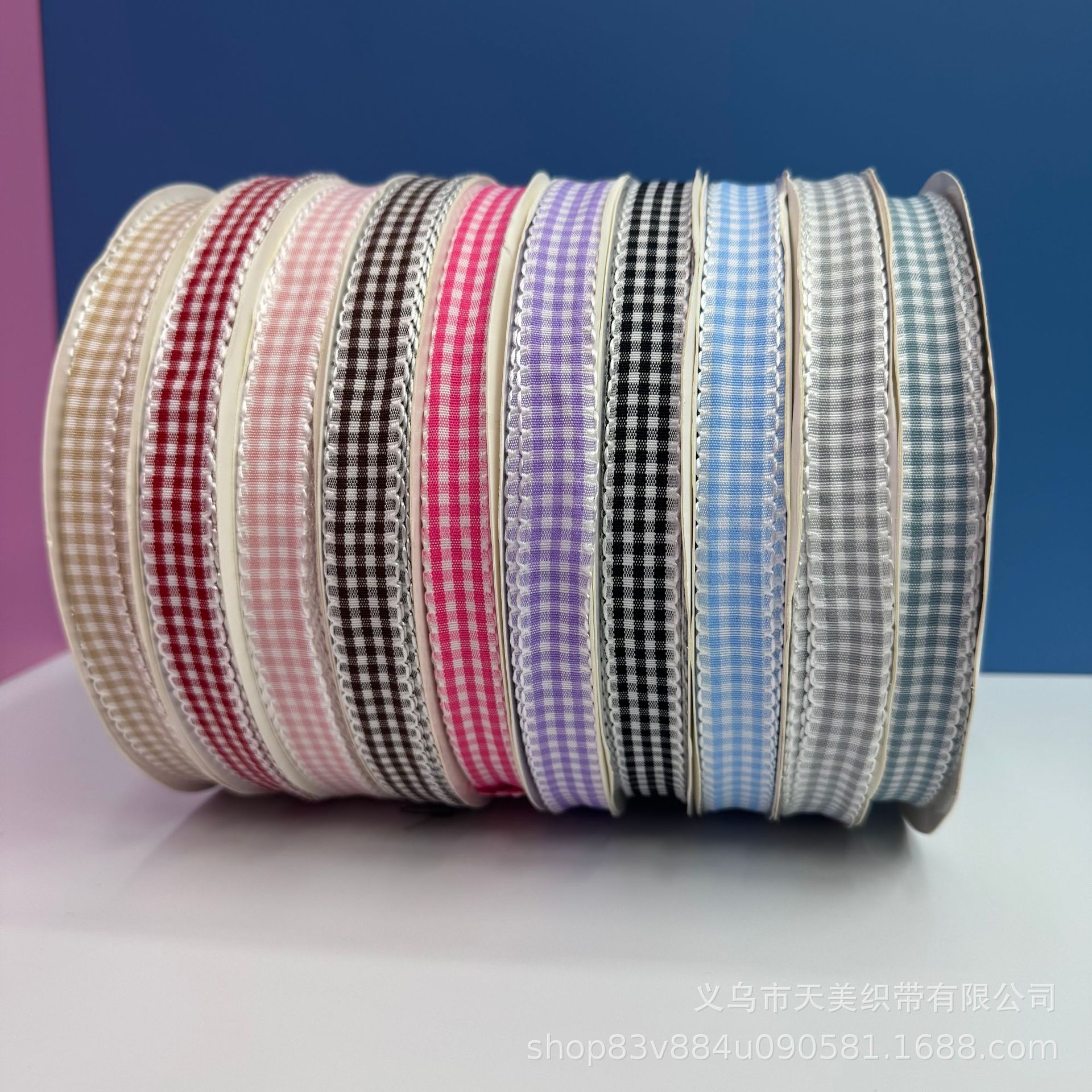 Black fungus edge checkered tape 1-4 cm wide wavy macaron colorful woven tape for cake baking DIY colorful checkered tape pic 2