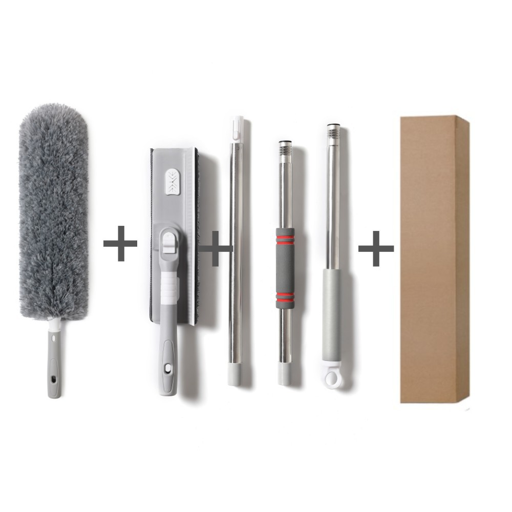 跨境新品拼接加长杆鸡毛掸子静电除尘打扫灰尘蜘蛛网缝隙清洁套装详情1