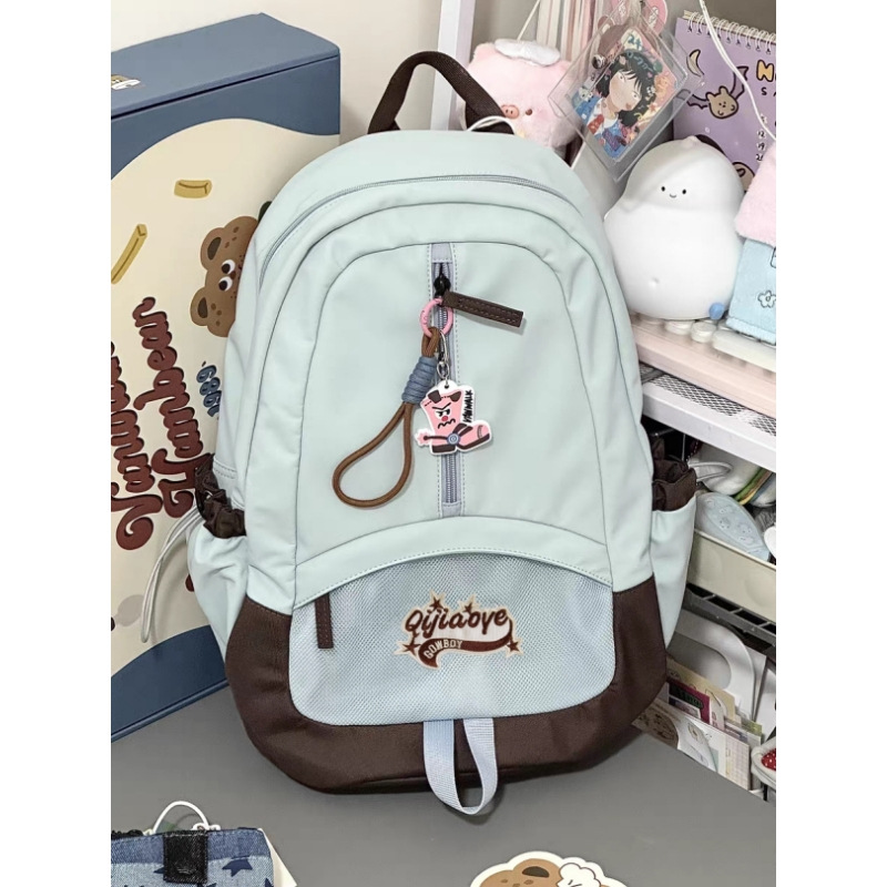 日系百搭撞色初中高中生书包休闲简约可套拉杆箱背包大容量双肩包详情18