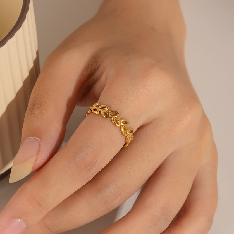 欧美时尚ins风简约钛钢戒指18k镀金不规则几何不锈钢女士饰品热销详情20