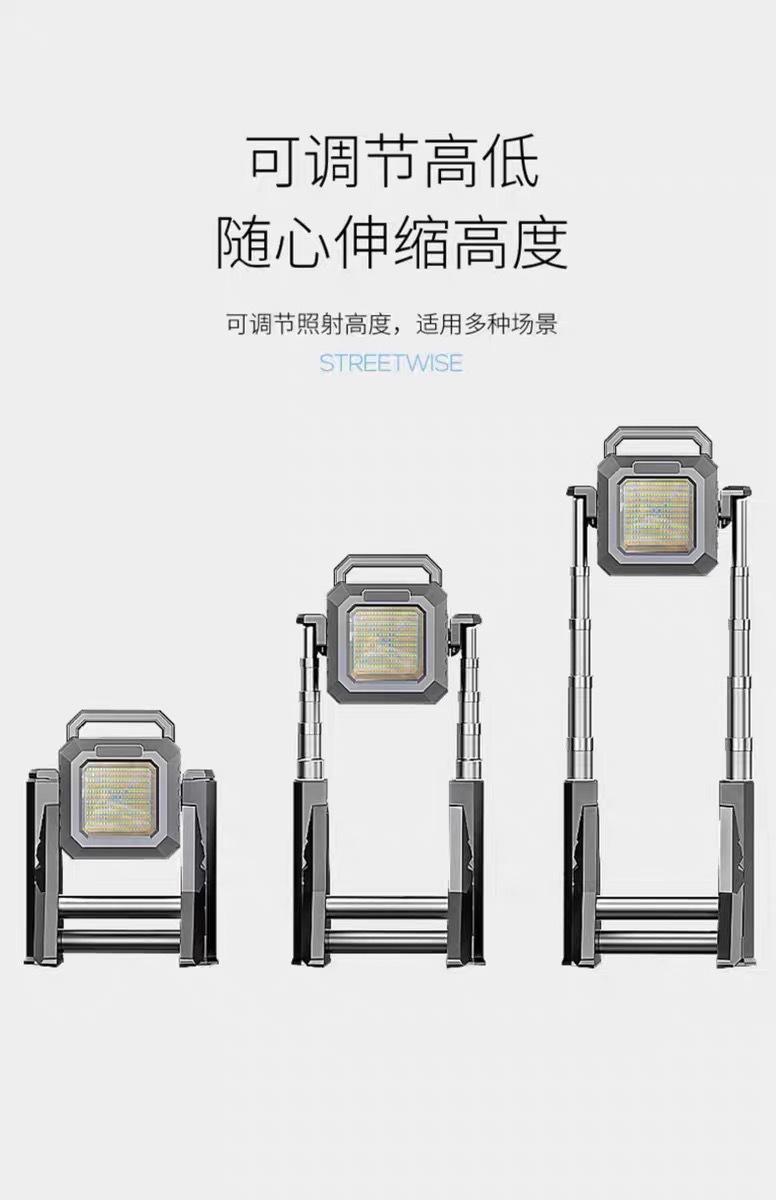 跨境LED投光灯户外照明超长续航便携式手提充电工地露营泛光投射详情15