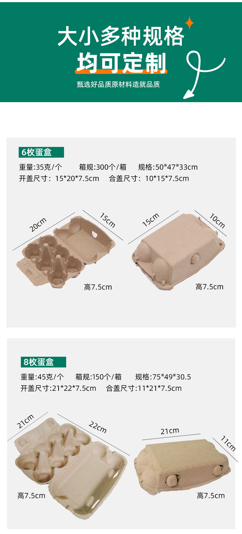 12枚纸浆蛋盒3x4蛋托纸浆模塑环保降解土鸡蛋柴鸡蛋洋鸡蛋笨鸡蛋详情2
