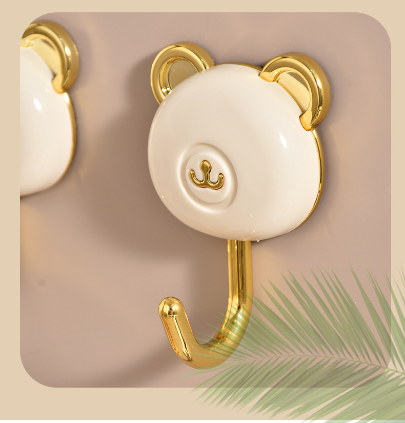 Guanghua Light Luxury Big White Bear Hook, brand-new electroplated, scratch-free, moisture-proof, non-perforating, strong load-bearing adhesive hook for clothes and towels pic 8