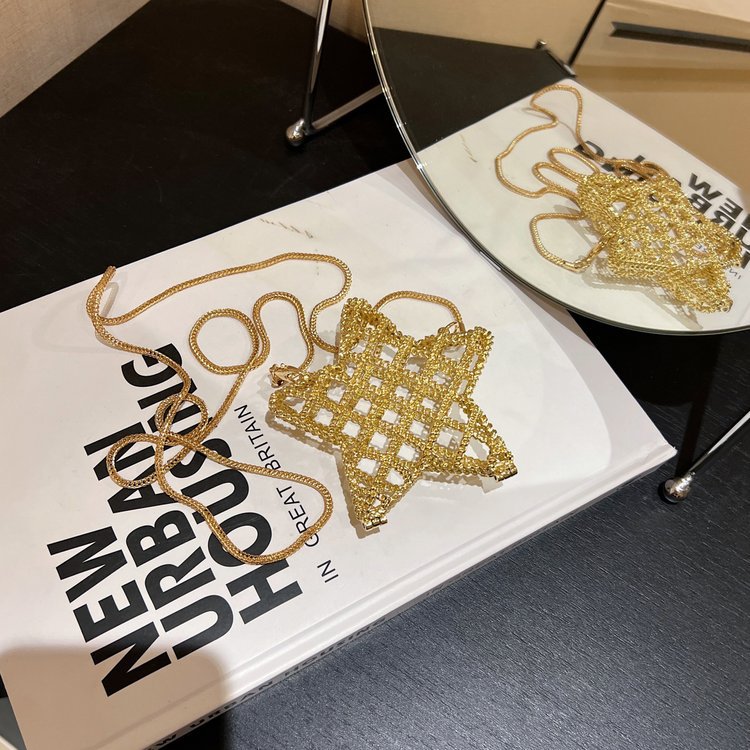 跨境2024夏新款小香风镂空金属星星包晚宴包单肩斜挎气质链条女包详情151