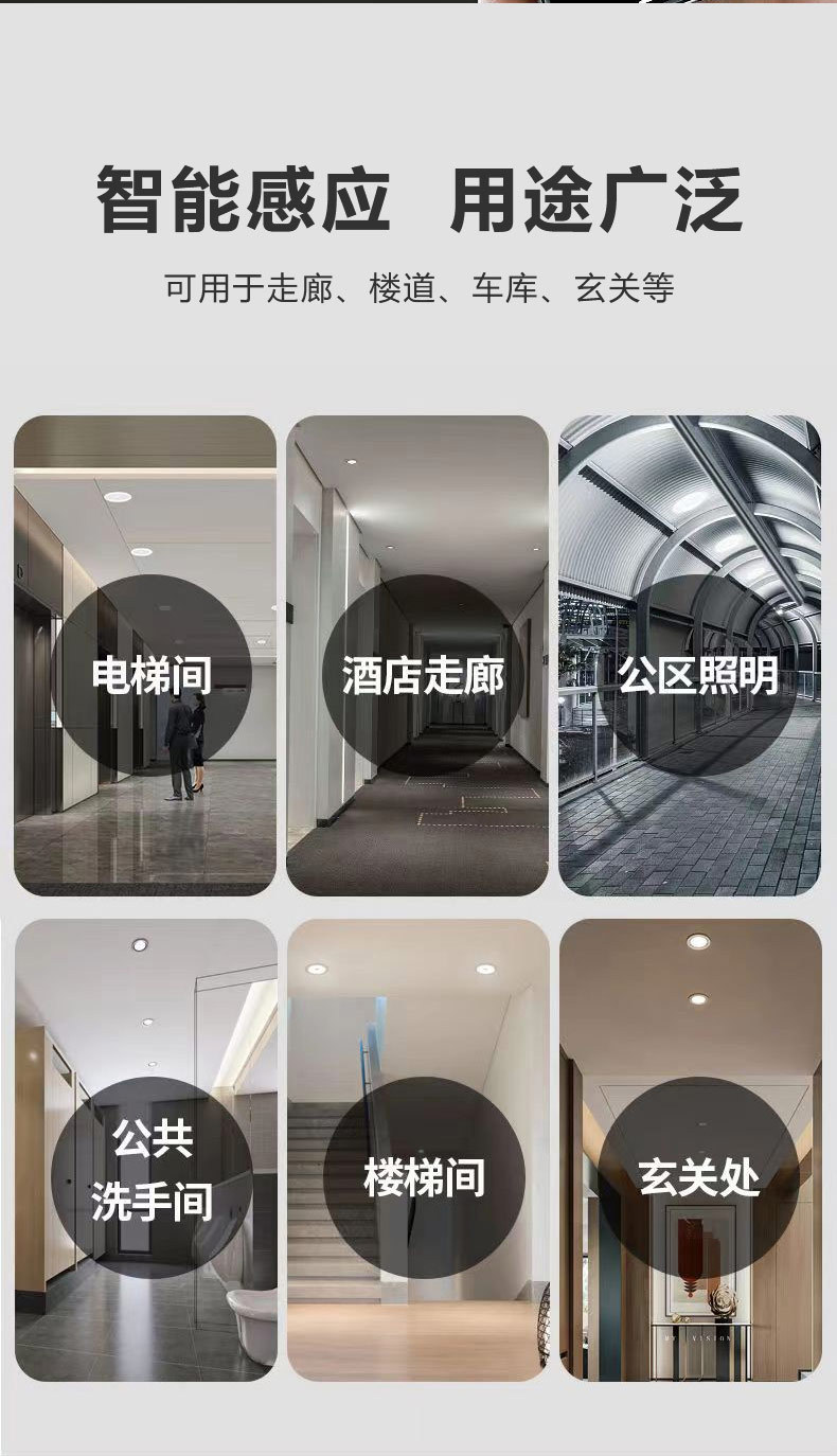 Radar sensor downlights, human body sensor ceiling lights, hotel corridors, stairwells, passageways, ceiling sensor downlights integrated pic 12