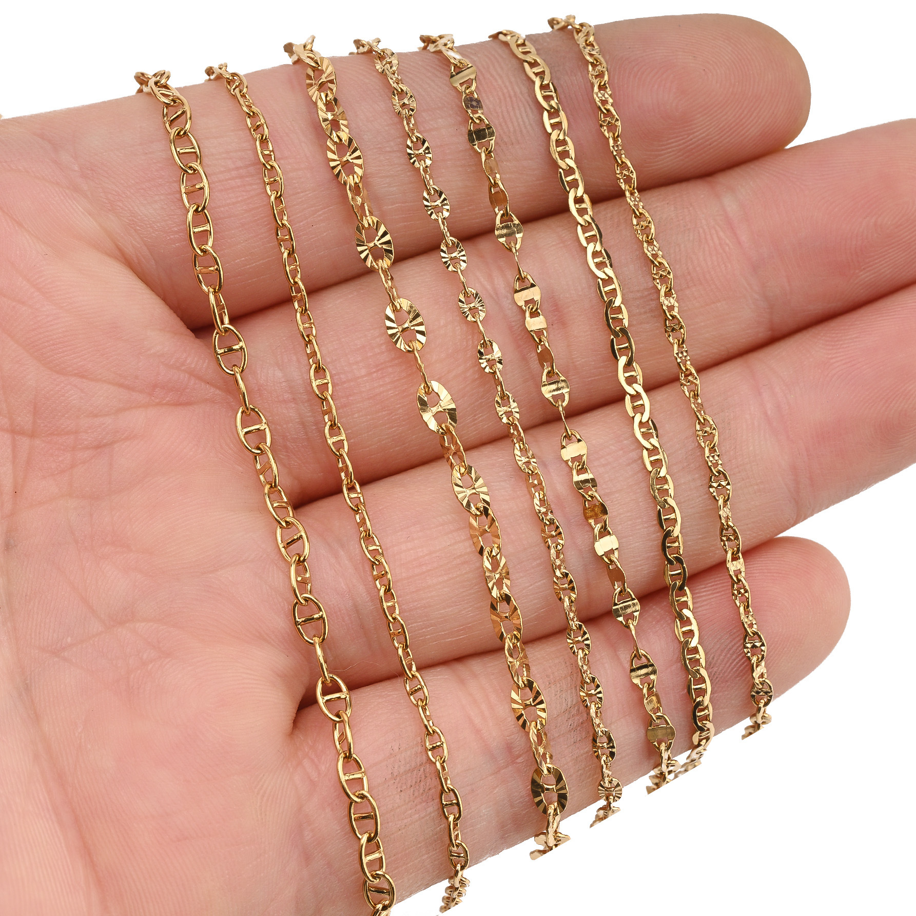 Pig nose chain PVD vacuum electroplated stainless steel Japanese character chain jewelry production and clothing accessory chain pic 4