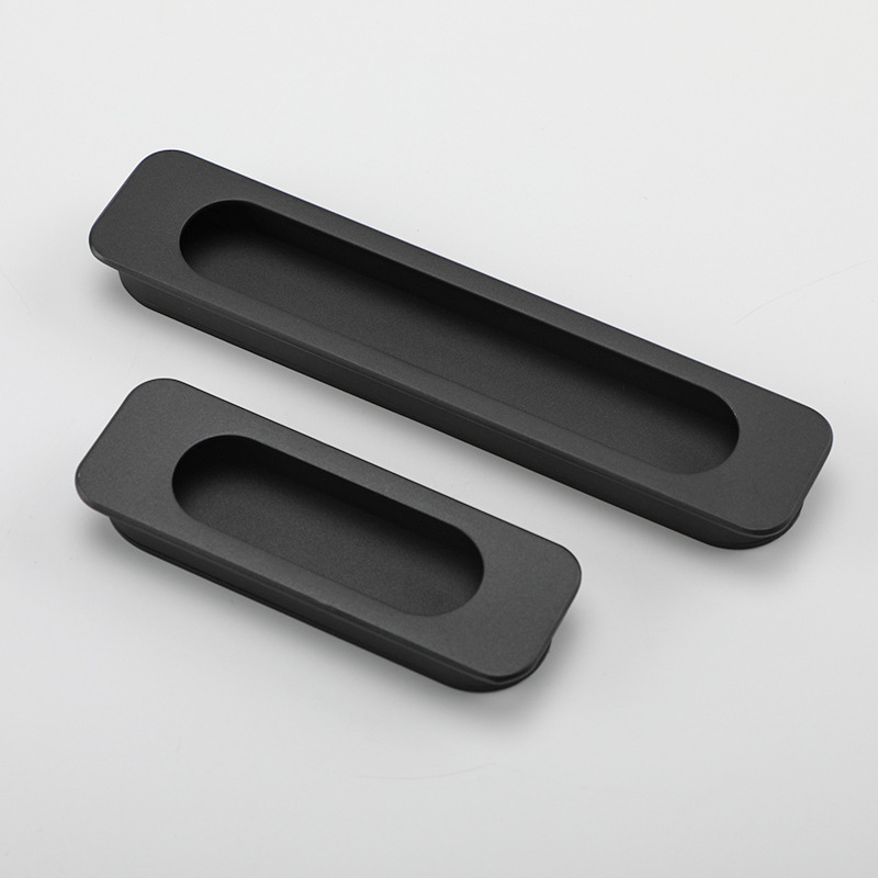 The black invisible handle of the tatami is embedded with the drawer handles of the cabinets and wardrobes. The sliding door is equipped with a golden concealed embedded handle pic 95