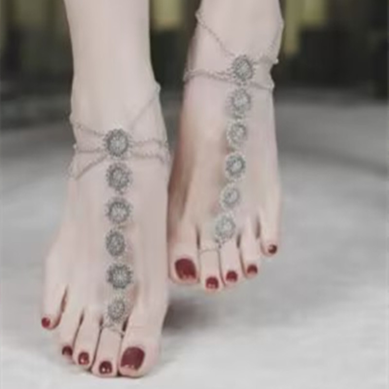 异域风情复古时尚多层流苏脚链女 金属链条脚背链 宫廷风足饰详情1