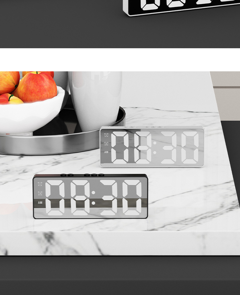 Color screen simple LED electronic alarm clock, student plug-in dual-purpose small alarm clock, digital clock, voice-controlled temperature clock pic 36