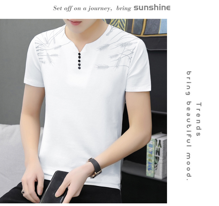 Cool and refreshing ice silk short-sleeved T-shirt for men, V-neck cotton summer thin style 2024 new half-sleeved T-shirt summer top pic 10