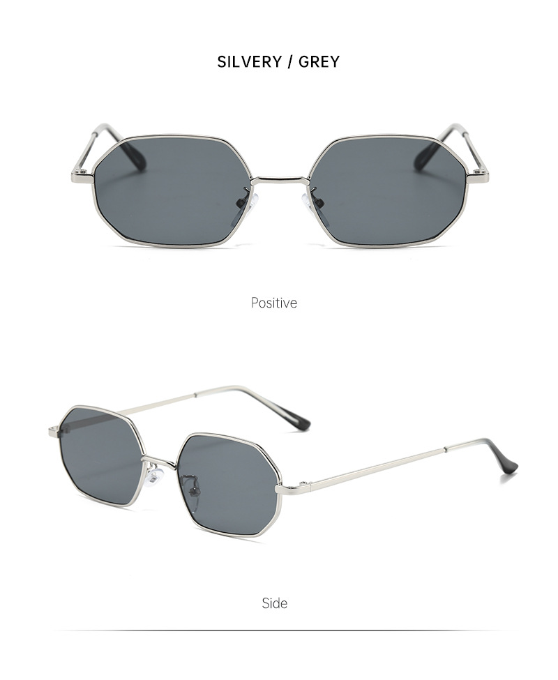 Polygonal metal small-framed sunglasses for both men and women, with a high-end retro look. They are suitable for street photography on the beach and offer UV protection pic 11