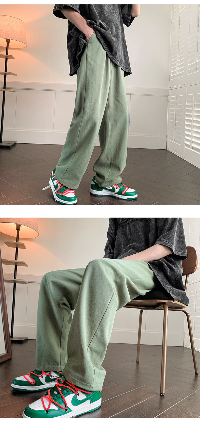 2025新款男士裤子秋冬裤子百搭设计感小众阔腿长裤日系直筒休闲裤详情14