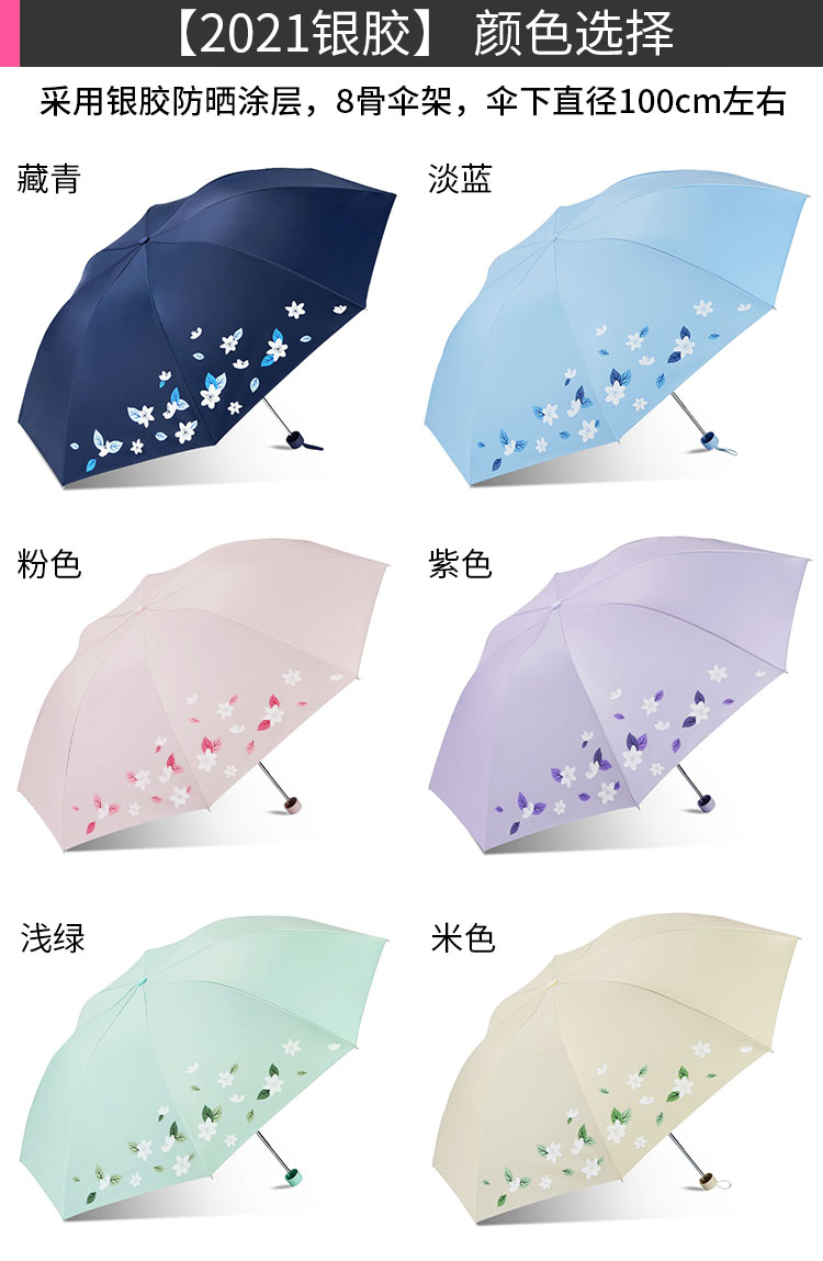 8KSG伞防晒防紫外线遮阳伞晴雨两用三折叠雨伞男女学生钢骨太详情13
