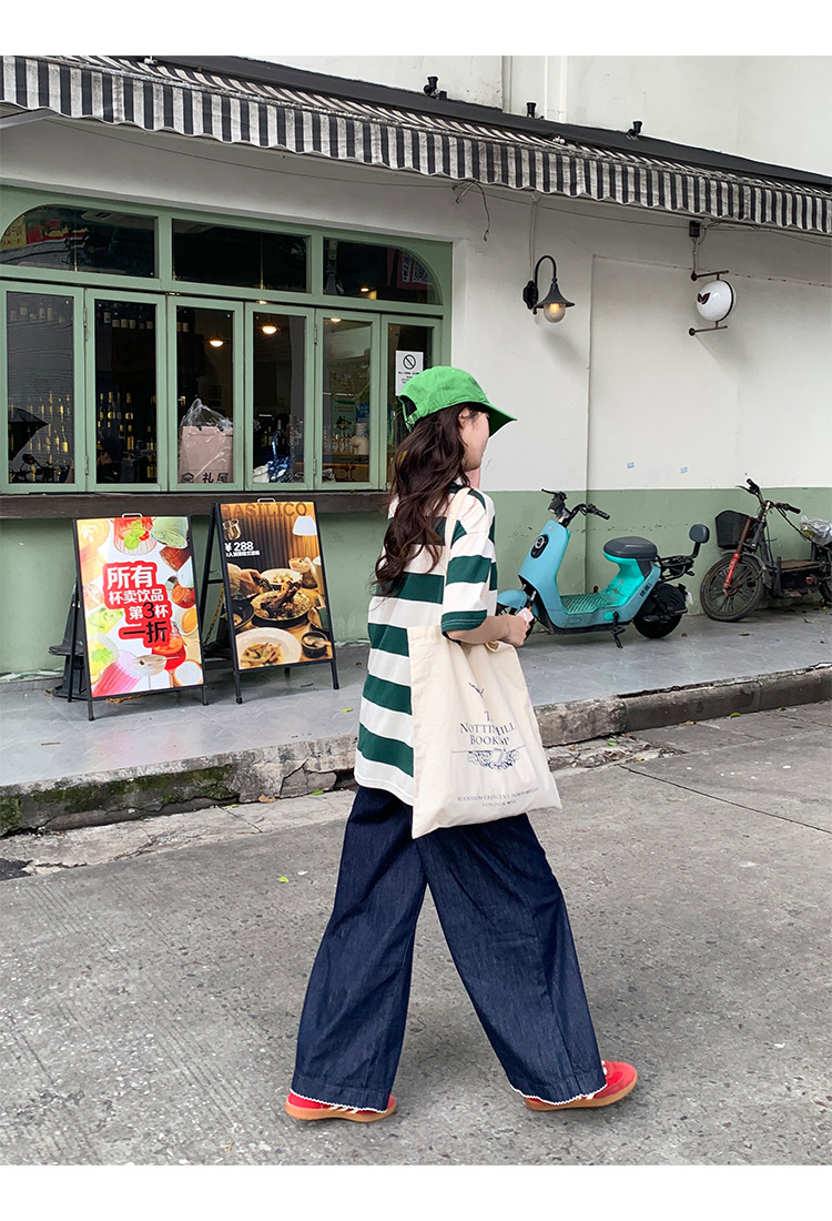 陆小团团复古花边直筒薄牛仔裤2025夏季新款显瘦阔腿小个子裤子女详情61