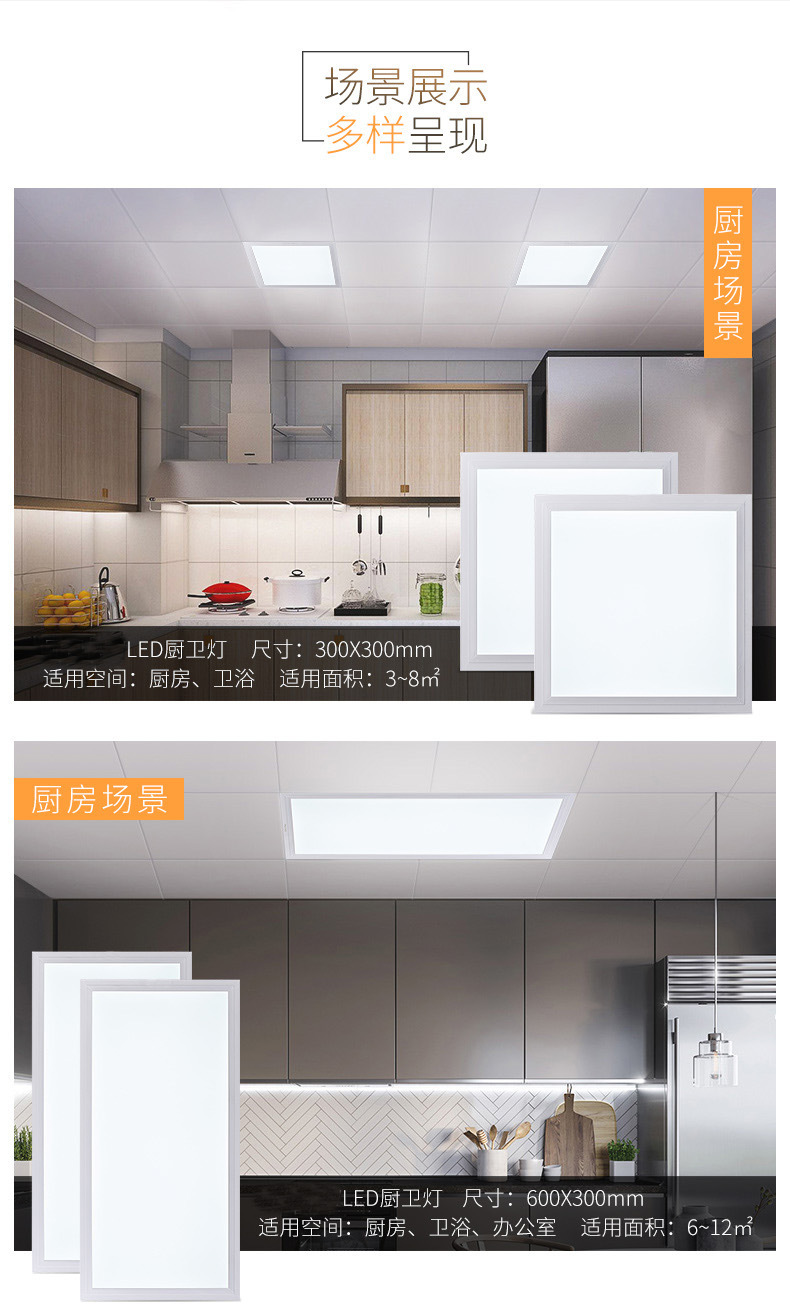 led平板灯600*600集成吊顶灯60x60厨房灯办公室铝扣板面板灯详情10