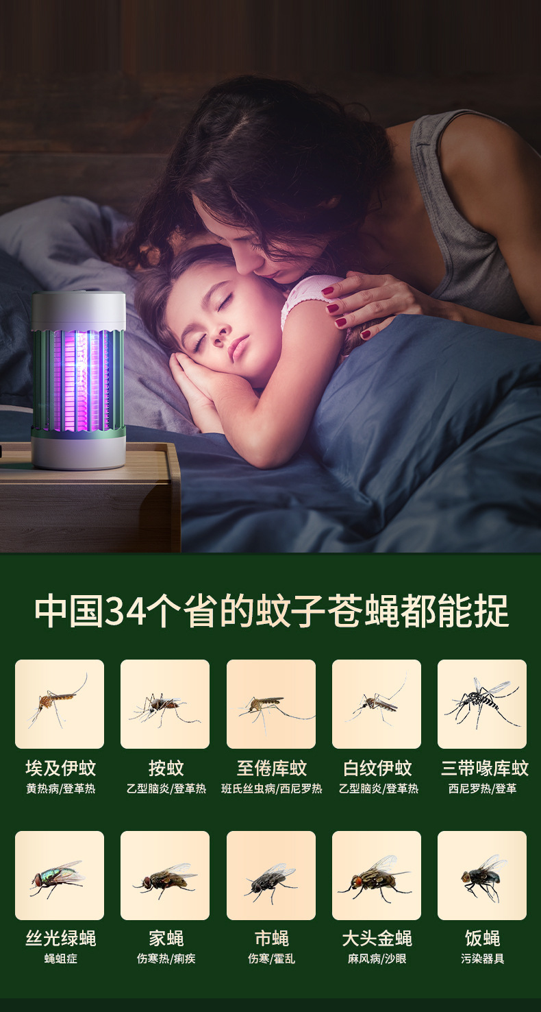 跨境爆款罗马柱式电击灭蚊灯USB户外充电捕蚊灯驱蚊器母婴灭蚊器详情22