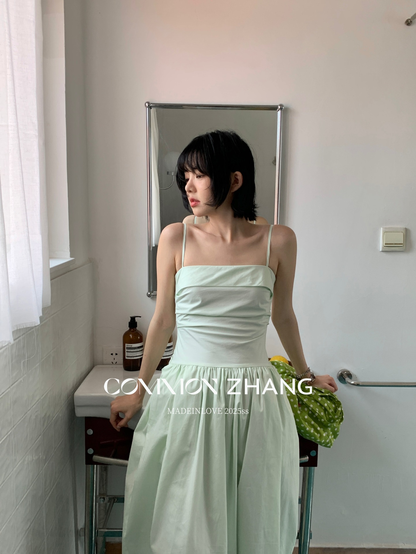 CZ ZHANG Summer Multi-color mint Mamba style lace-up waist-cinching and slimming halter flower bud dress for women B26925 pic 33