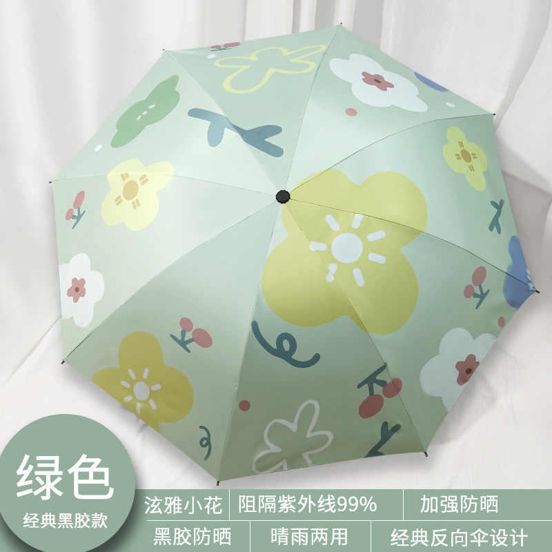 伞批发雨伞防晒遮阳伞黑胶三折反向女生太阳伞晴雨两用自动伞工厂详情66