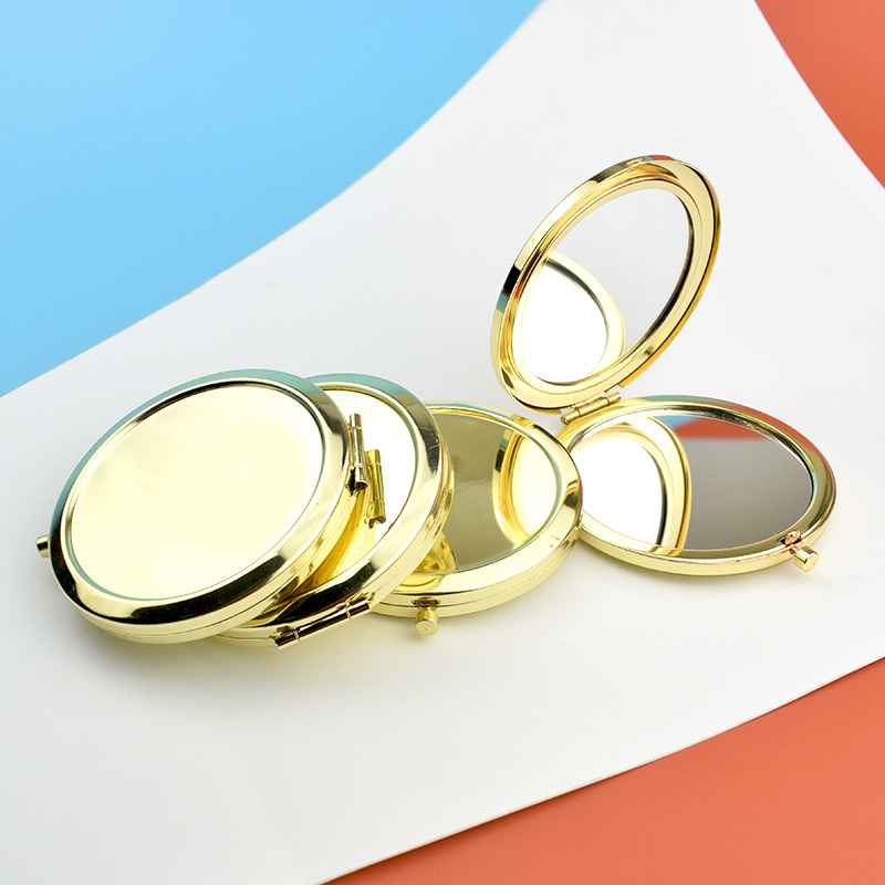 金属镜底 化妆镜 镜子底胚 双面折叠小镜子滴胶公司logo图详情4