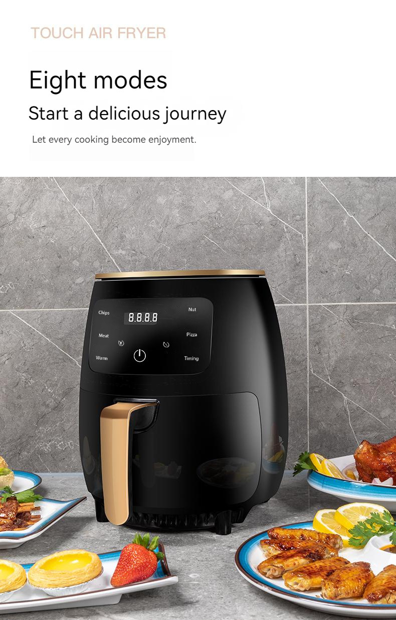 现货跨境6L智能触屏空气炸锅家用电炸一体锅110V空气炸锅炸鸡腿详情9