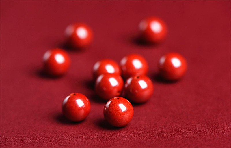 Jiuya Crystal natural raw ore cinnabar loose beads, purple gold sand round beads, semi-finished products, imperial red sand decorative beads pic 21